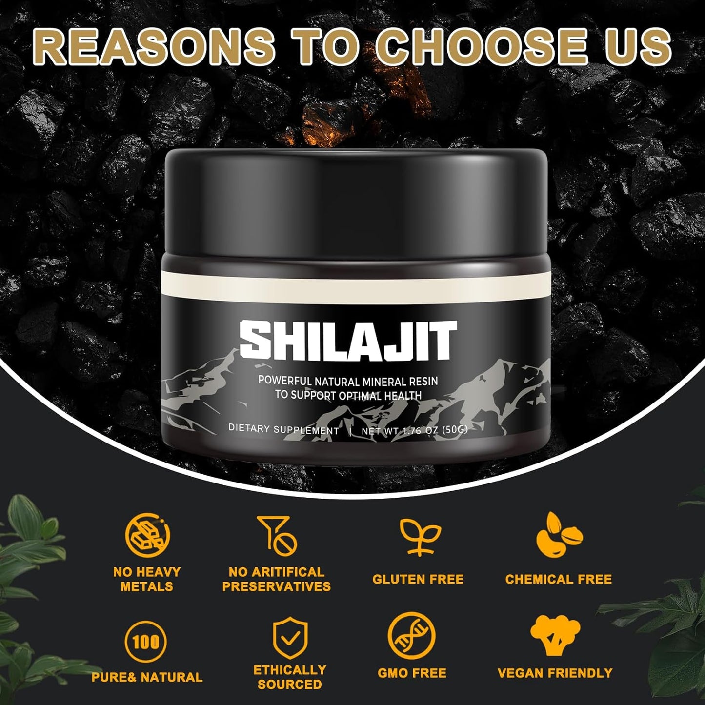 Resina orgánica pura del Himalaya SHILAJIT 100g