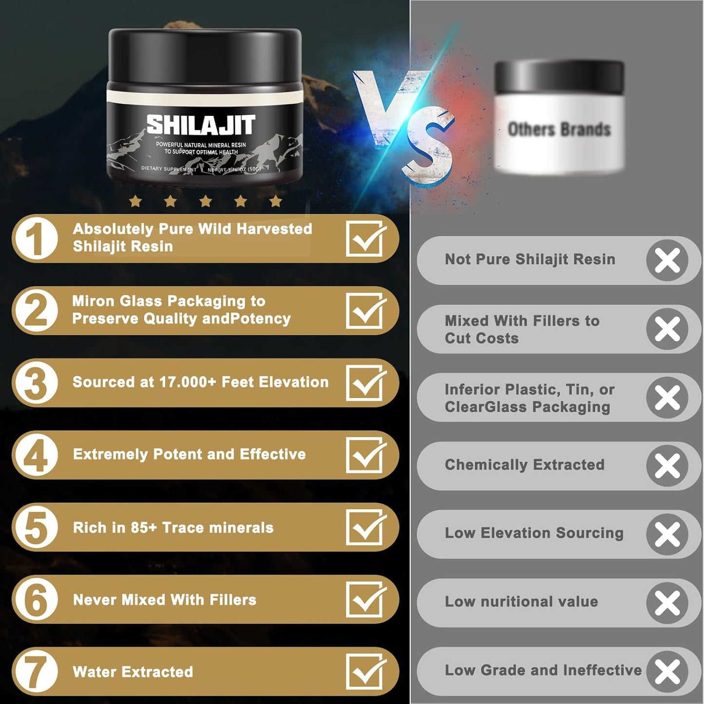 Resina orgánica pura del Himalaya SHILAJIT 100g